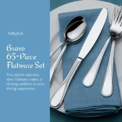 MIKASA Bravo 65 Piece Flatware Set, Service For 12 -Tableware Shop bravo 65 piece flatware set service for 12 5061640 15
