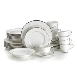 MIKASA Cameo Platinum 40 Piece Dinnerware Set, Service For 8