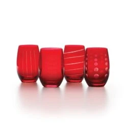 MIKASA Cheers® Ruby Set Of 4 Stemless Wine Glasses