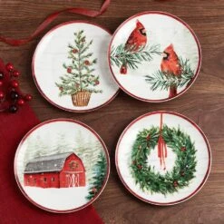 MIKASA Countryside Christmas Set Of 4 Salad Plates -Tableware Shop christmassetof49salads LS2