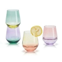MIKASA Chroma Set Of 4 Stemless Wine Glasses -Tableware Shop chroma set of 4 stemless wine glasses 5296485 1