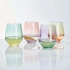 MIKASA Chroma Set Of 4 Stemless Wine Glasses -Tableware Shop chroma set of 4 stemless wine glasses 5296485 2