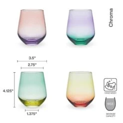 MIKASA Chroma Set Of 4 Stemless Wine Glasses -Tableware Shop chroma set of 4 stemless wine glasses 5296485 3