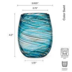 MIKASA Color Swirl Set Of 4 Stemless Wine Glasses -Tableware Shop color swirl set of 4 stemless wine glasses 5294219 3