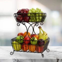 Countryside 2 Tier Fruit Storage Basket -Tableware Shop countryside 2 tier fruit storage basket 5193304 3