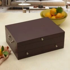 Dark Walnut Single Drawer Flatware Chest -Tableware Shop dark walnut single drawer flatware chest 5289633 3