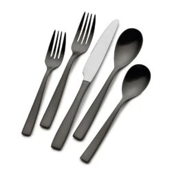 MIKASA Delano Gunmetal 20 Piece Flatware Set, Service For 4