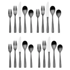 MIKASA Delano Gunmetal 20 Piece Flatware Set, Service For 4 -Tableware Shop delano gunmetal 20 piece flatware set service for 4 5203216 4