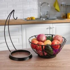 Farmers Market Fruit Basket With Banana Hanger -Tableware Shop farmers market fruit basket with banana hanger 5273923 3
