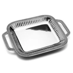 Flutes & Pearls Rectangular Tray With Handles