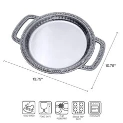Flutes & Pearls Small Round Handled Tray -Tableware Shop flutes pearls small round handled tray 5302370 5