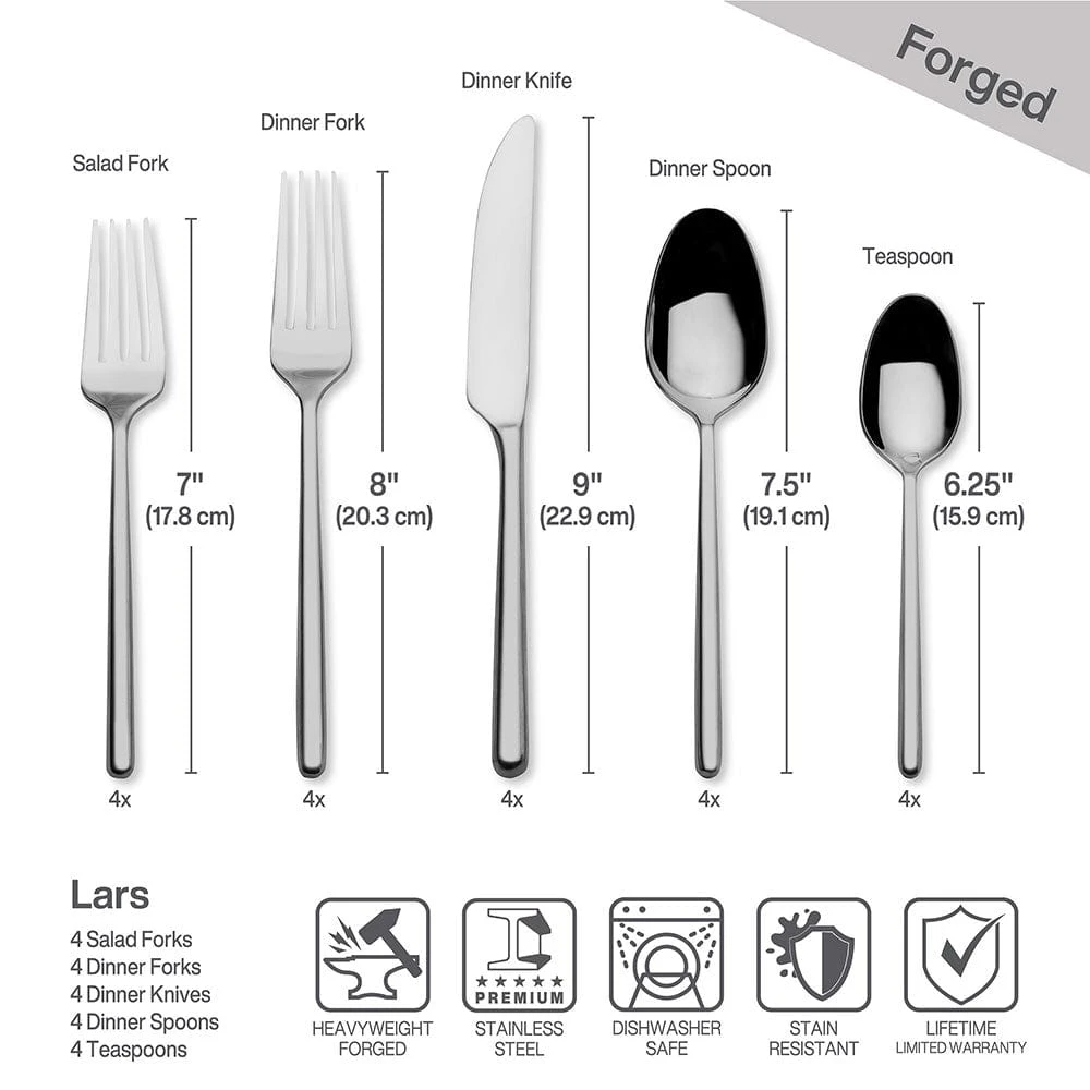 MIKASA Forged Lars 20 Piece Flatware Set, Service For 4 6 MIKASA Forged Lars 20 Piece Flatware Set, Service For 4 - Image 4