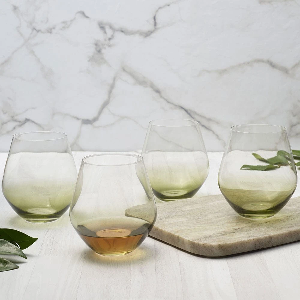 MIKASA Gianna Ombre Sage Set Of 4 Stemless Wine Glasses 4 MIKASA Gianna Ombre Sage Set Of 4 Stemless Wine Glasses - Image 2