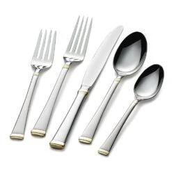 MIKASA Gold Accent Harmony 65 Piece Flatware Set, Service For 12