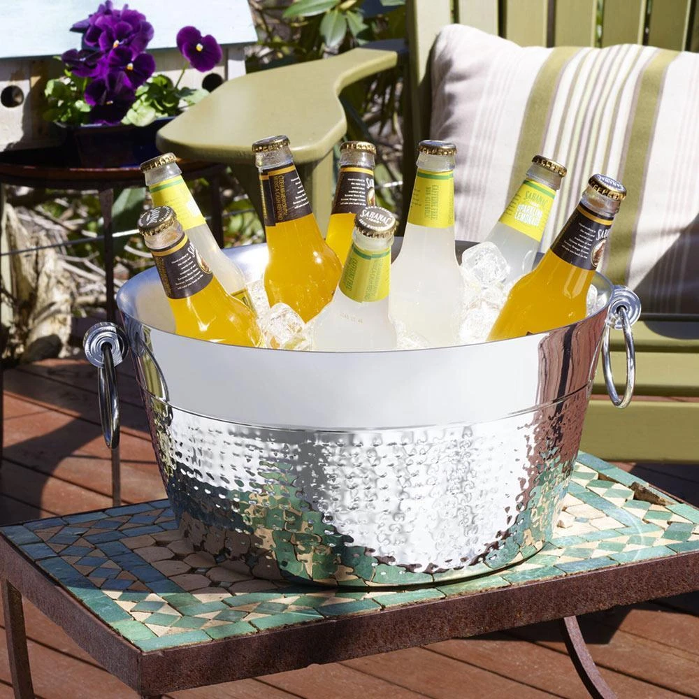 MIKASA Hammered And Polished Beverage Tub, 12 Quart 4 MIKASA Hammered And Polished Beverage Tub, 12 Quart - Image 2