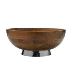 Hammersmith Wood Bowl With Hammered Base