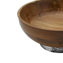 Hammersmith Wood Bowl With Hammered Base -Tableware Shop hammersmith wood bowl with hammered base 5285183 3 updated