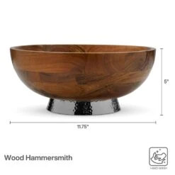 Hammersmith Wood Bowl With Hammered Base -Tableware Shop hammersmith wood bowl with hammered base 5285183 5