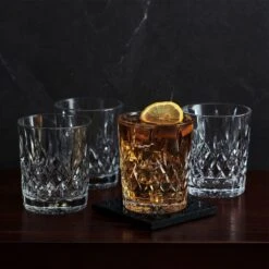 MIKASA Harding Set Of 4 Double Old Fashioned Whiskey Glasses -Tableware Shop harding set of 4 rocks whiskey glasses 5296435 2