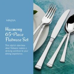 MIKASA Harmony 65 Piece Flatware Set, Service For 12 -Tableware Shop harmony 65 piece flatware set service for 12 5060761 10