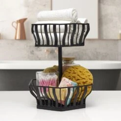 Hex 2 Tier Storage Basket -Tableware Shop hex 2 tier storage basket 5291765 2