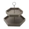 Hexagon 2 Tiered Mango Wood Serve Tray -Tableware Shop hexagon 2 tier mango wood serve tray 5277414 1