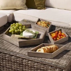 Hexagon 4 Piece Mango Wood Tray Set -Tableware Shop hexagon 4 piece mango wood tray set 5277415 3