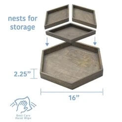 Hexagon 4 Piece Mango Wood Tray Set -Tableware Shop hexagon 4 piece mango wood tray set 5277415 7