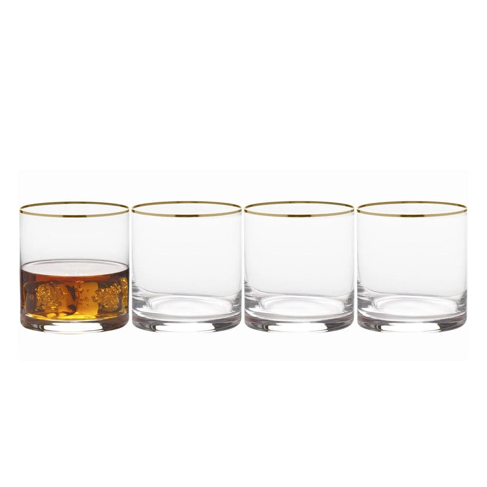 MIKASA Julie Gold Set Of 4 Double Old Fashioned Whiskey Glasses 3 MIKASA Julie Gold Set Of 4 Double Old Fashioned Whiskey Glasses