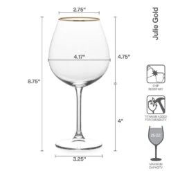 MIKASA Julie Gold Set Of 4 Red Wine Glasses -Tableware Shop julie gold set of 4 red wine glasses 5289858 4