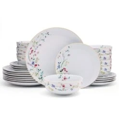 MIKASA Kalina Gold 24 Piece Dinnerware Set, Service For 8