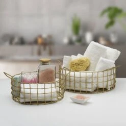 Kendall Set Of 2 Gold Centerpiece Baskets -Tableware Shop kendall set of 2 gold centerpiece baskets 5286830 3