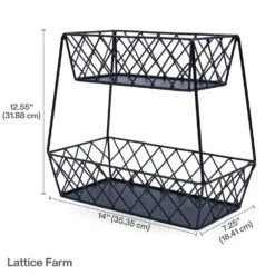 Lattice Farm Flat Back 2 Tier Storage Basket -Tableware Shop lattice farm flat back 2 tier storage basket 5290926 5