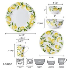 MIKASA Lemons 40 Piece Dinnerware Set, Service For 8 -Tableware Shop lemons 40 piece dinnerware set service for 8 5290862 11