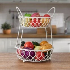Loop And Lattice 2 Tier Round Basket With Handles -Tableware Shop loop and lattice 2 tier round basket with handles 5245111 2