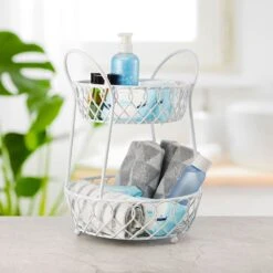 Loop And Lattice 2 Tier Round Basket With Handles -Tableware Shop loop and lattice 2 tier round basket with handles 5245111 4