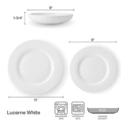 MIKASA Lucerne White 12 Piece Dinnerware Set, Service For 4 -Tableware Shop lucerne white 12 piece dinnerware set service for 4 5289380 3