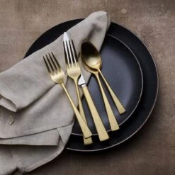 MIKASA Lucia Satin Gold 20 Piece Flatware Set, Service For 4 -Tableware Shop lucia satin gold 20 piece flatware set service for 4 5302965 2