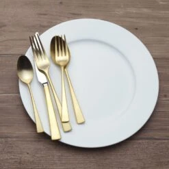 MIKASA Lucia Satin Gold 20 Piece Flatware Set, Service For 4 -Tableware Shop lucia satin gold 20 piece flatware set service for 4 5302965 4