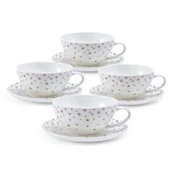 MIKASA Millie Gold Set Of 4 Cups And Saucers