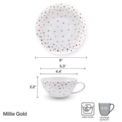 MIKASA Millie Gold Set Of 4 Cups And Saucers -Tableware Shop millie gold set of 4 cups and saucers 5289326 4