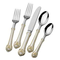 Napoleon Bee Gold Accent 45 Piece Flatware Set, Service For 8