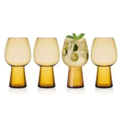 MIKASA Phoebe Amber Set Of 4 Beer Goblet Glasses