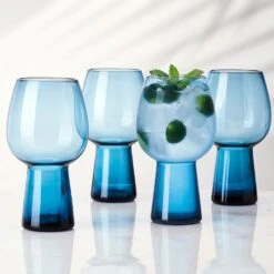 MIKASA Phoebe Blue Set Of 4 Beer Goblet Glasses -Tableware Shop phoebe blue set of 4 beer goblet glasses 5304144 2
