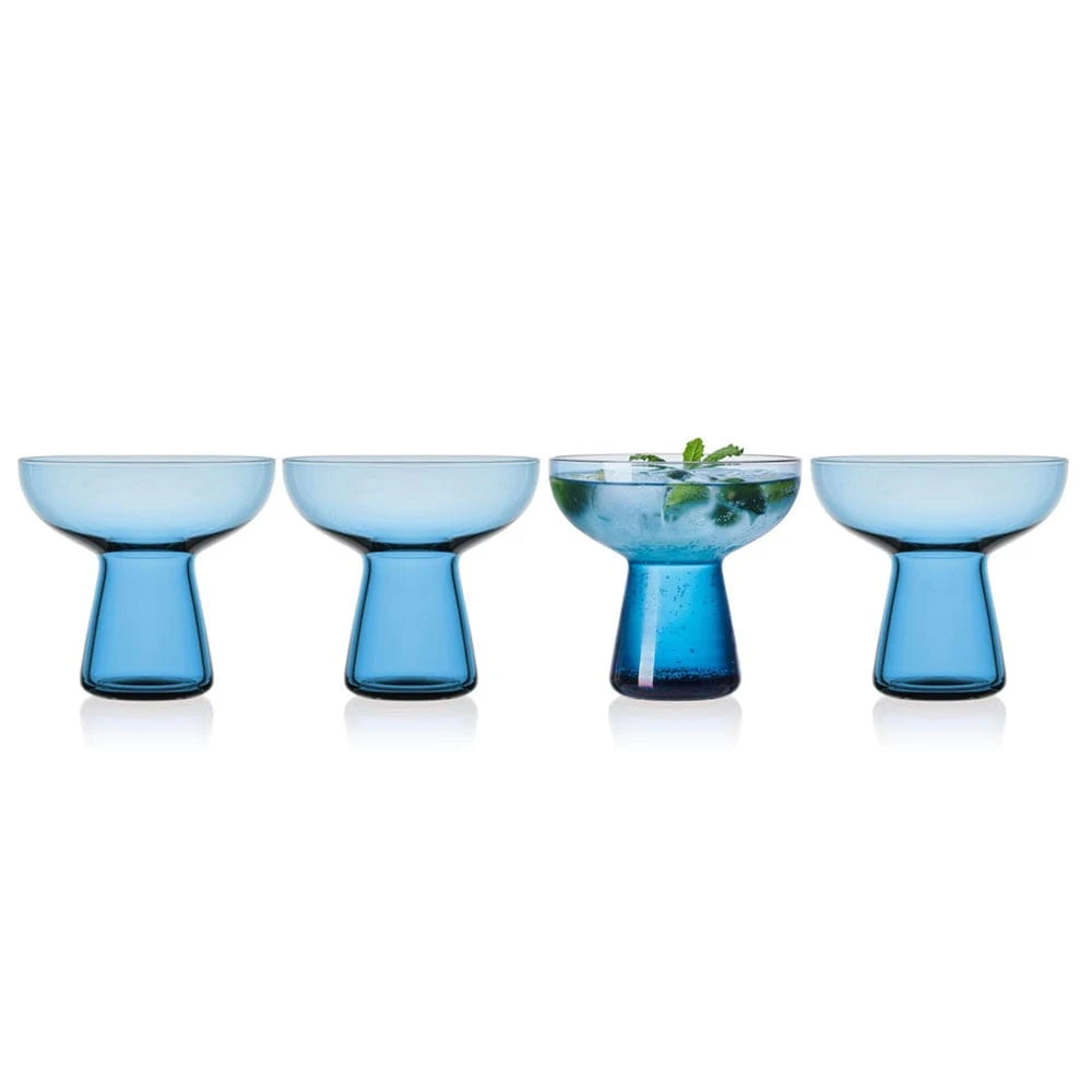 MIKASA Phoebe Blue Set Of 4 Margarita Cocktail Glasses 3 MIKASA Phoebe Blue Set Of 4 Margarita Cocktail Glasses