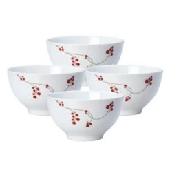 Red Berries Set Of 4 Soup Cereal Bowls