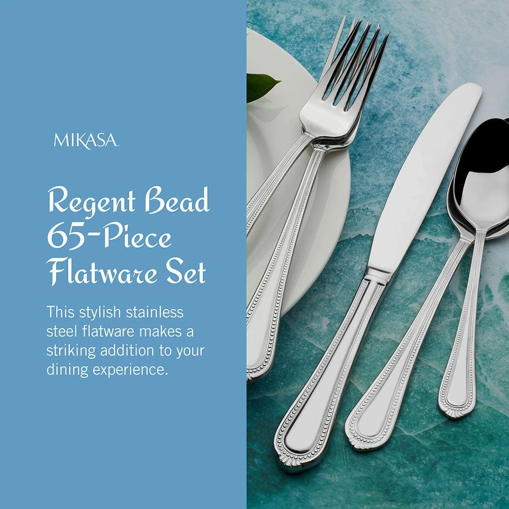MIKASA Regent Bead 65 Piece Flatware Set, Service For 12 5 MIKASA Regent Bead 65 Piece Flatware Set, Service For 12 - Image 3