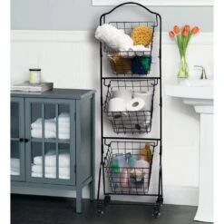 Rio 3 Tiered Standing Storage Baskets With Wheels -Tableware Shop rio 3 tiered standing storage baskets with wheels 5268269 3