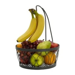 Rustic Farmstand Fruit Basket With Banana Hook