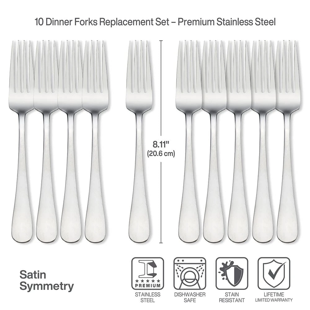 Satin Symmetry Set Of 10 Dinner Forks 6 Satin Symmetry Set Of 10 Dinner Forks - Image 4